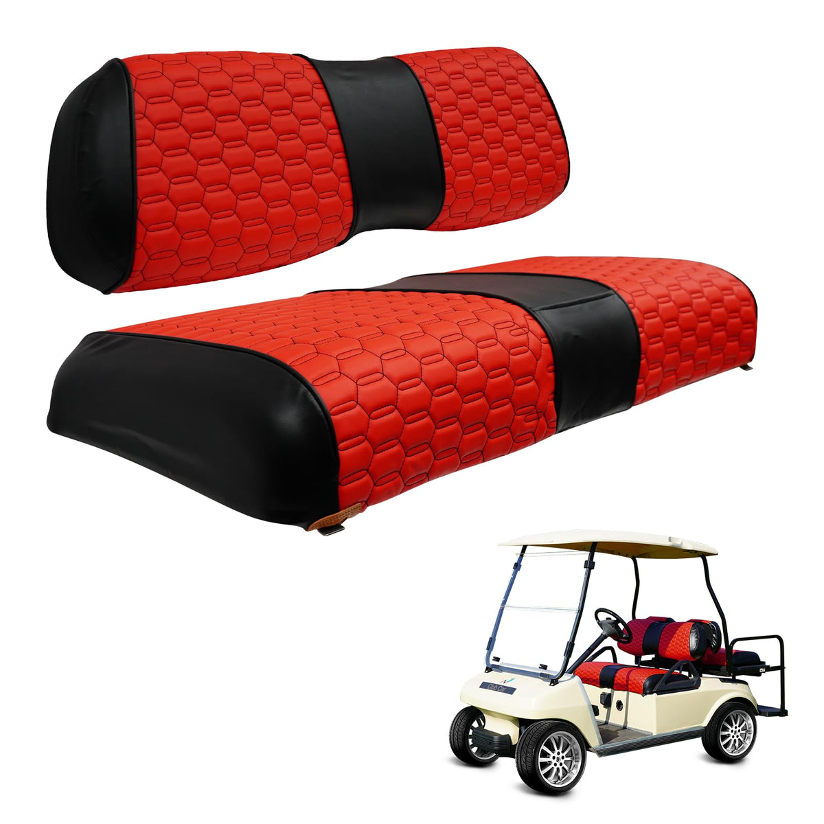 HANGKUNNEE Club Car DS seat cover front hexagon design protects the seat while elevating style