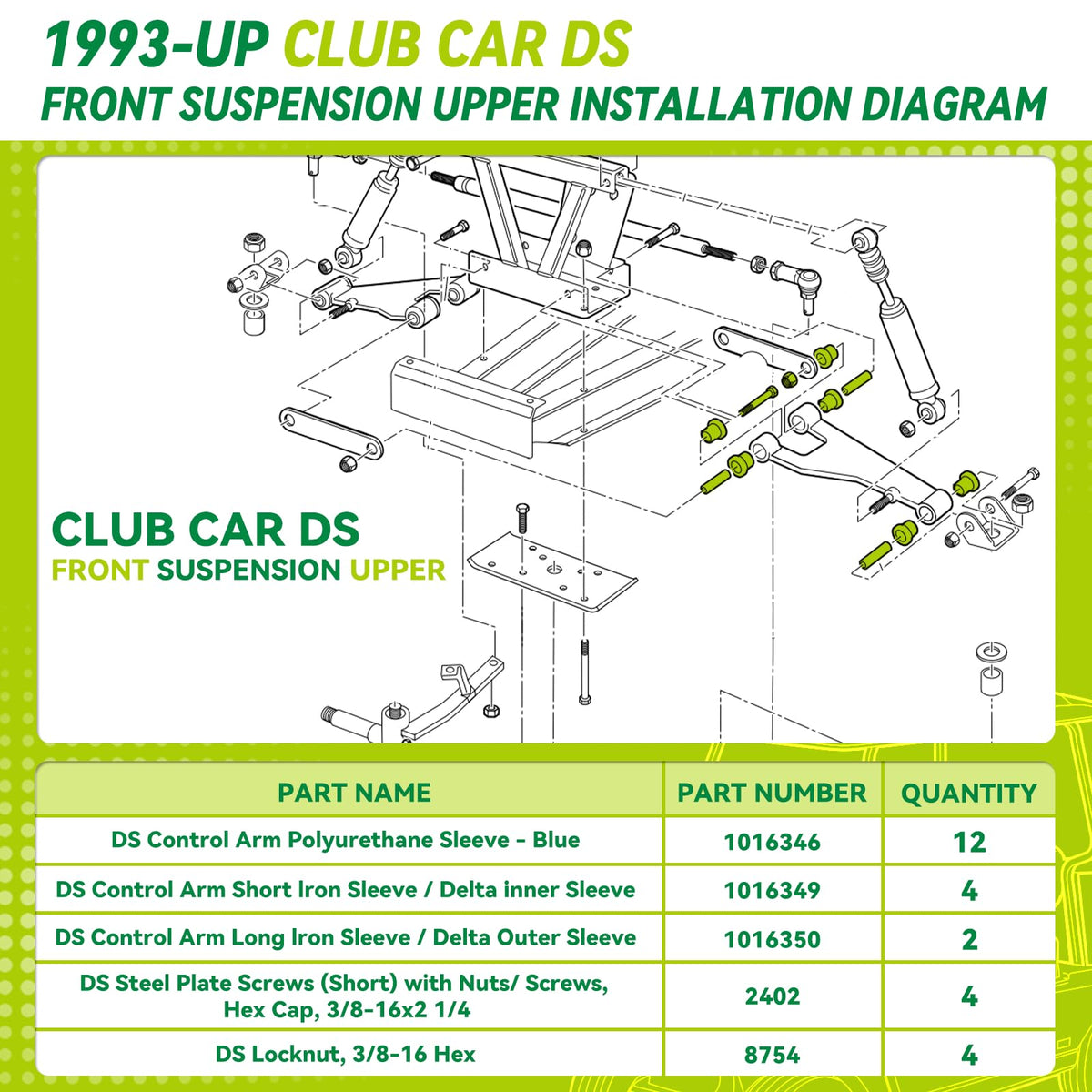 HANGKUNNEE deluxe king-pin component for Club Car DS enhances durability
