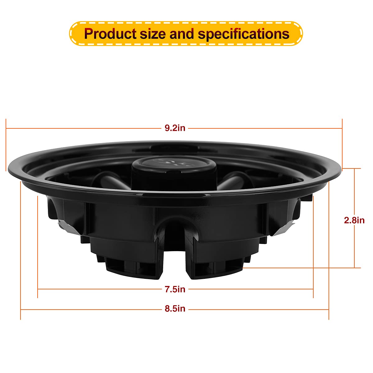 Hangkunnee 8inch hub cap with scratch-resistant gloss finish.