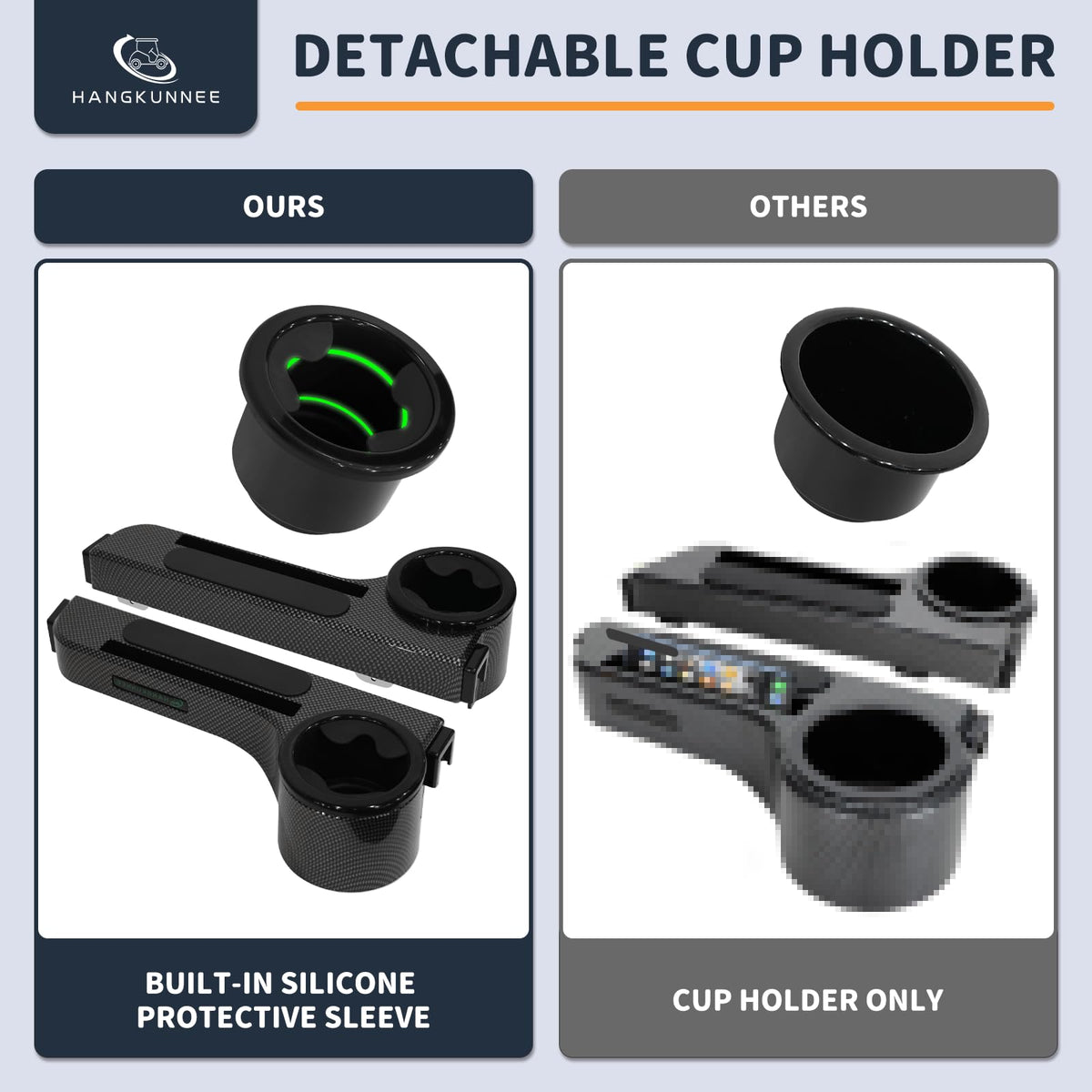 Hangkunnee armrest installs easily without tools for quick on-cart setup.