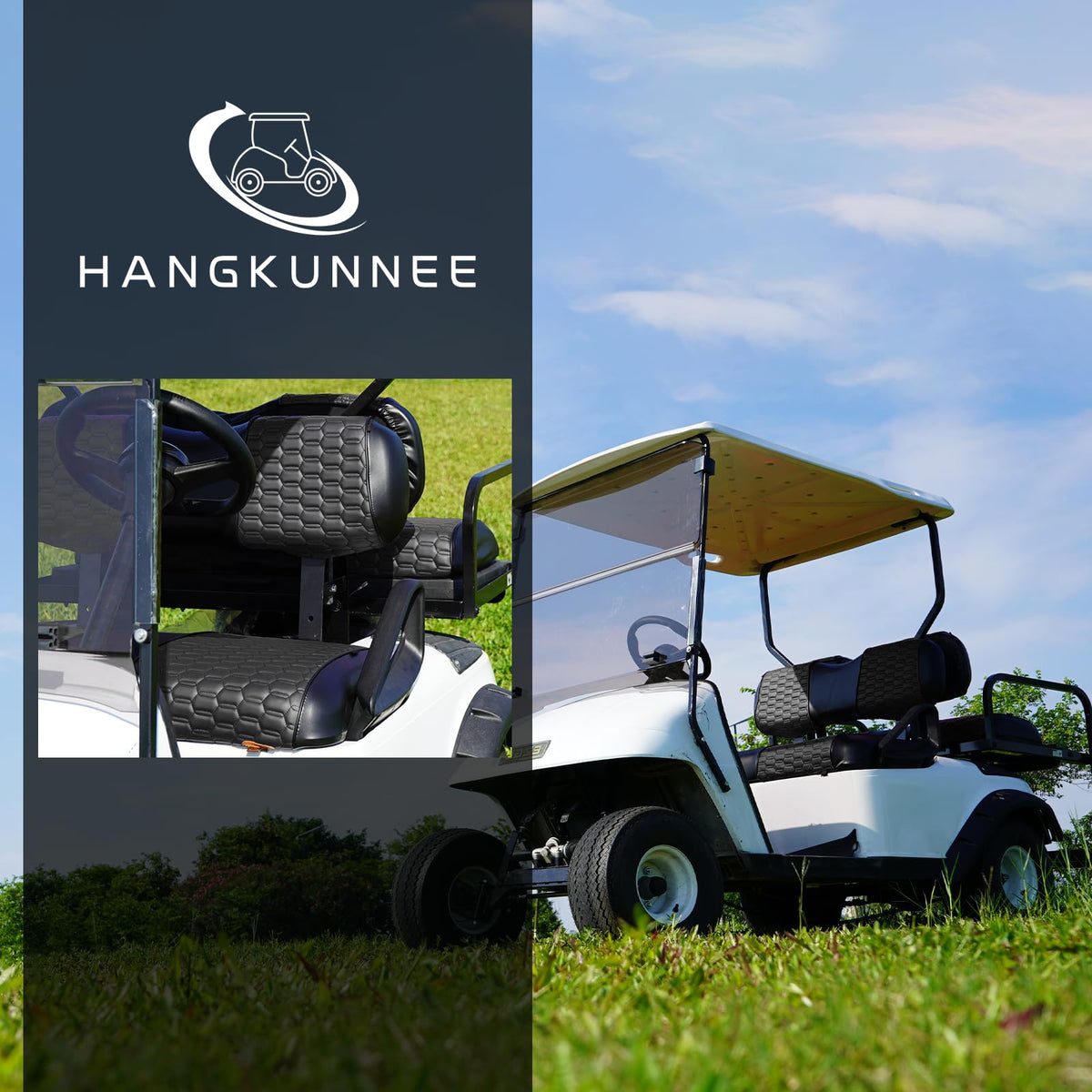 HANGKUNNEE EZGO TXT seat replacement vinyl protects against spills and wear.