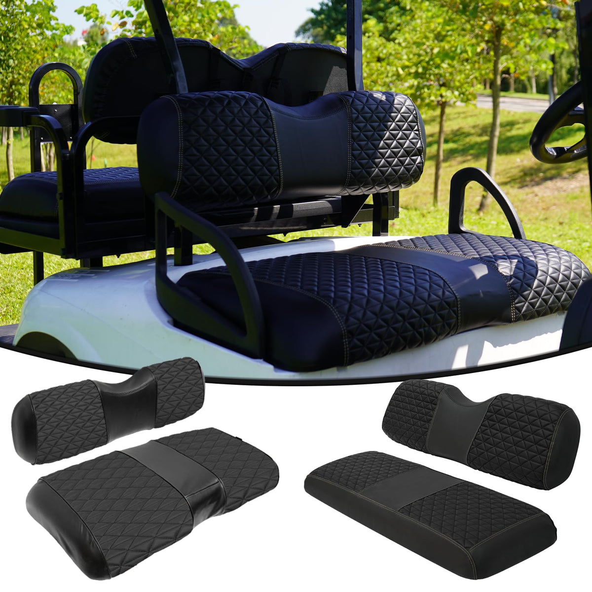Hangkunnee EZGO RXV front seat cover protects against water and wear.