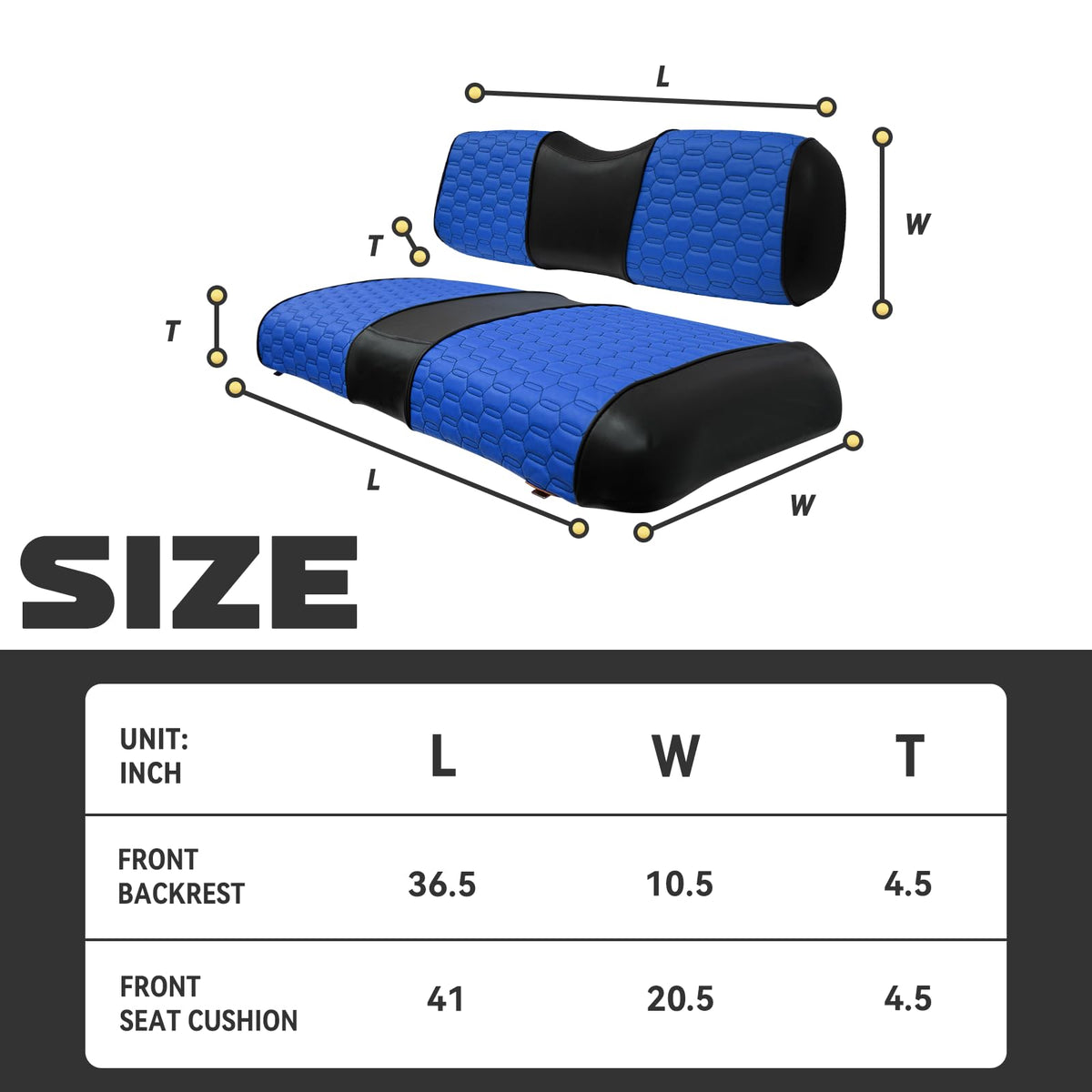 HANGKUNNEE EZGO TXT cushion fit shows precise measurements.