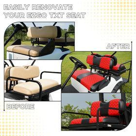HANGKUNNEE EZGO TXT seat cover close-up shows thick padding.