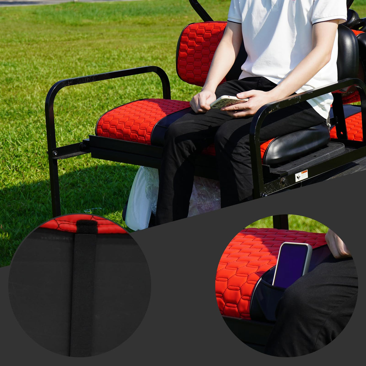 HANGKUNNEE EZGO TXT compatible front cushion covers fit universal front seats.