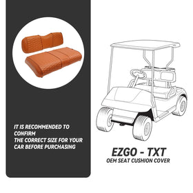 HANGKUNNEE EZGO TXT front seat cover installation view demonstrates quick, tool-free upgrade.