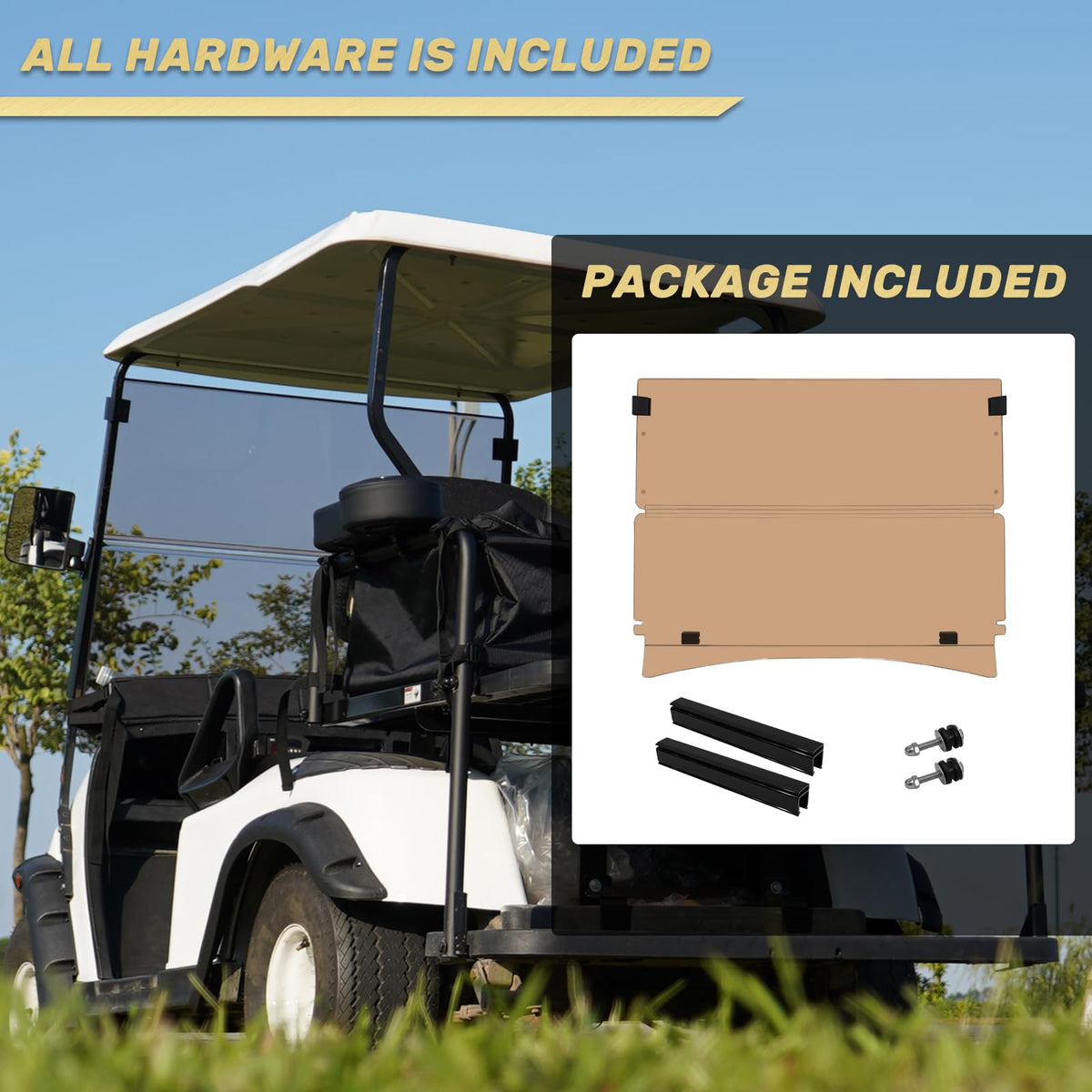 HANGKUNNEE EZGO TXT installation kit includes clips and screws.