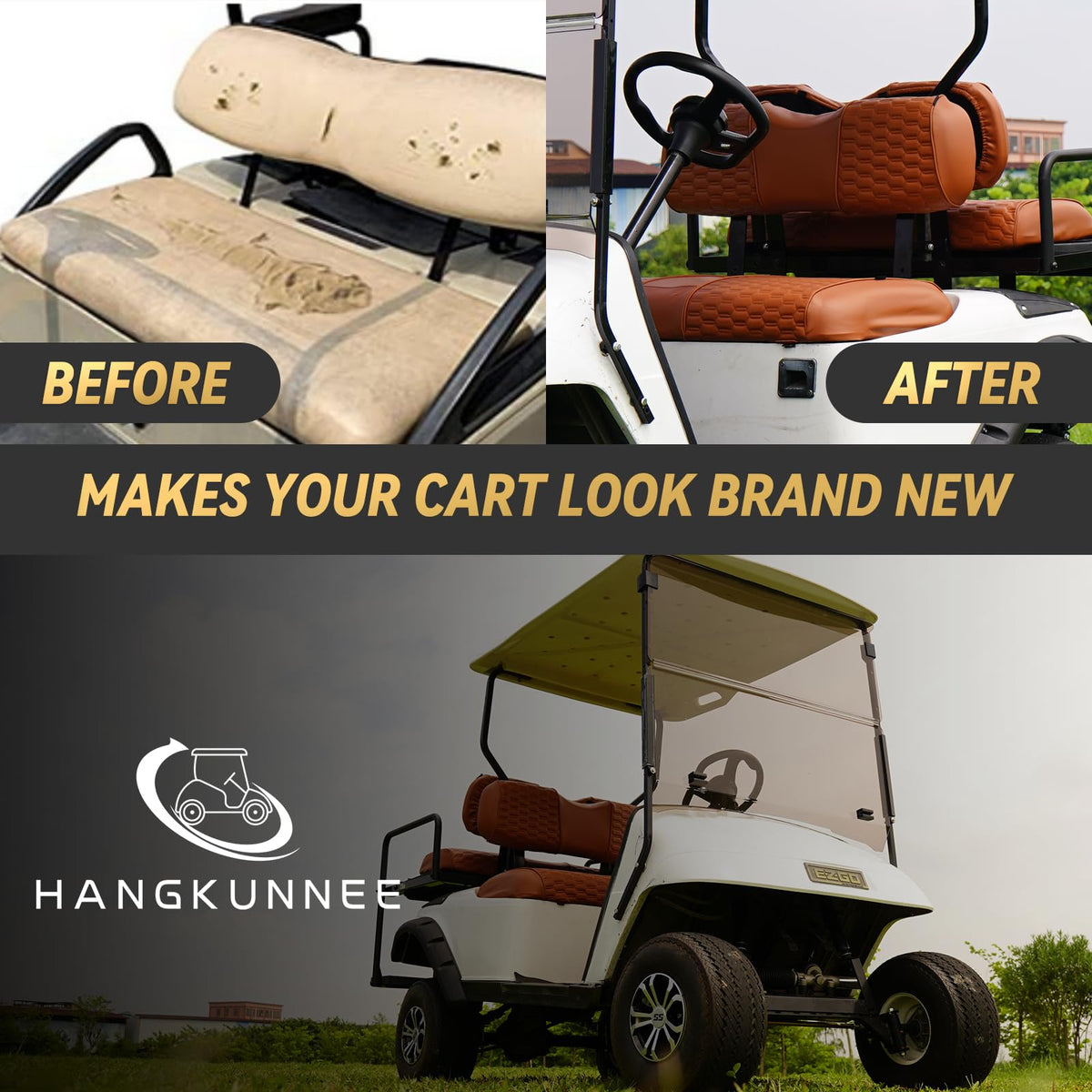 HANGKUNNEE EZGO TXT seat cover breathable mesh design for all season comfort.
