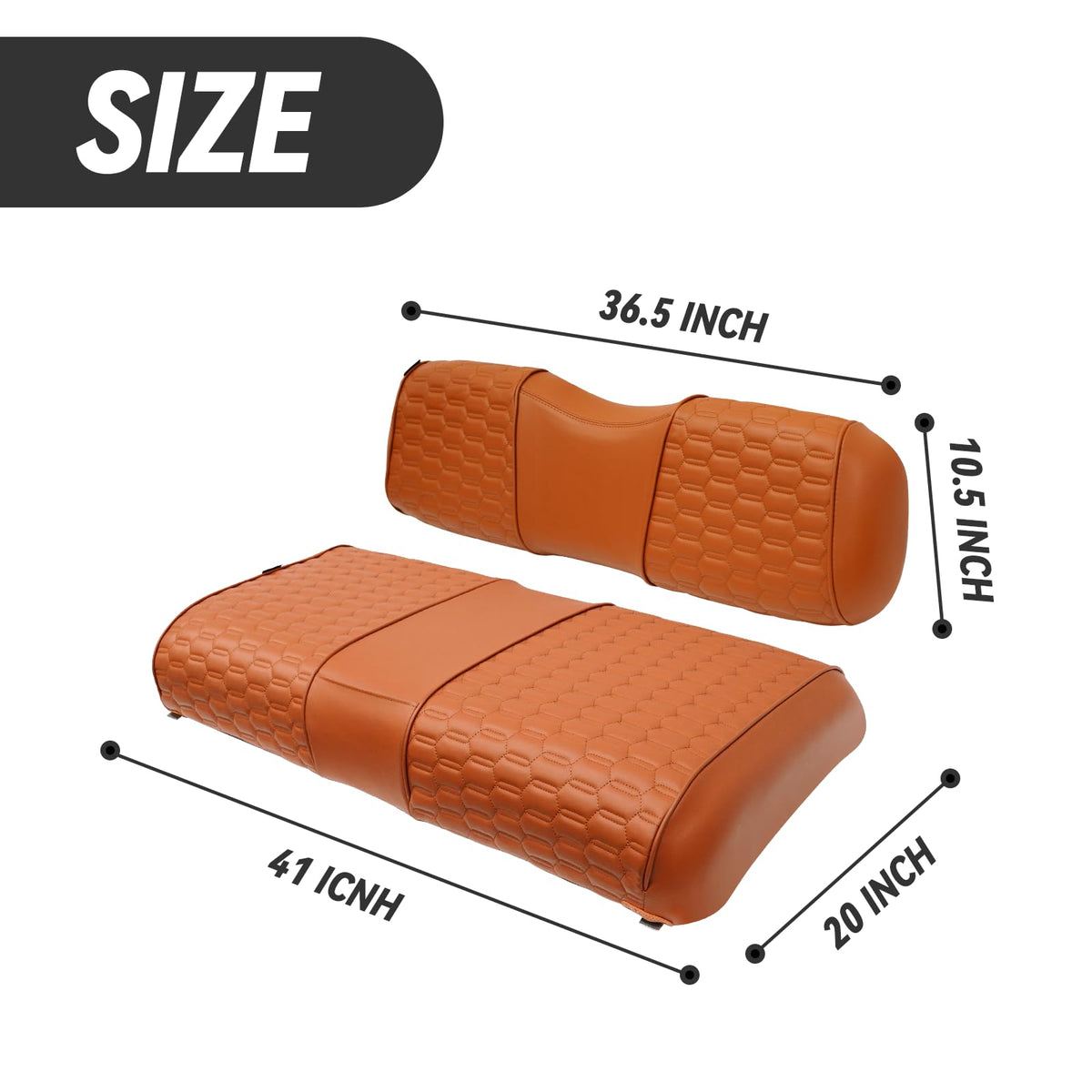 HANGKUNNEE EZGO TXT seat cover close-up shows durable brown vinyl and spill protection.