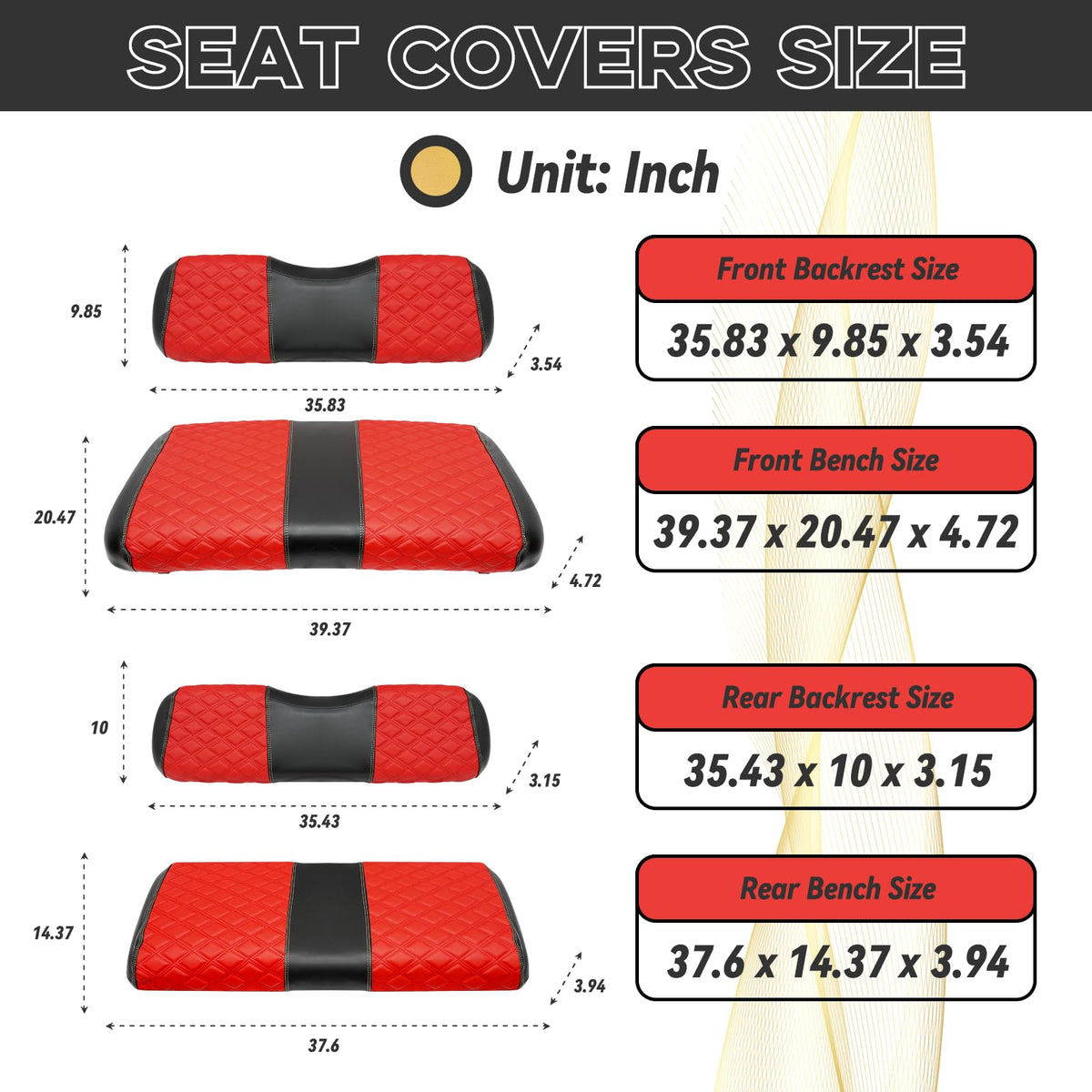 HANGKUNNEE EZGO TXT seat cover detail highlights waterproof vinyl.