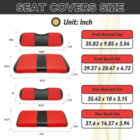 HANGKUNNEE EZGO TXT seat cover detail highlights waterproof vinyl.