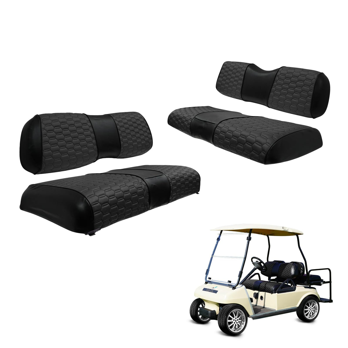 Hangkunnee hexagon front seat cover protects the front seat and updates your Club Car DS.