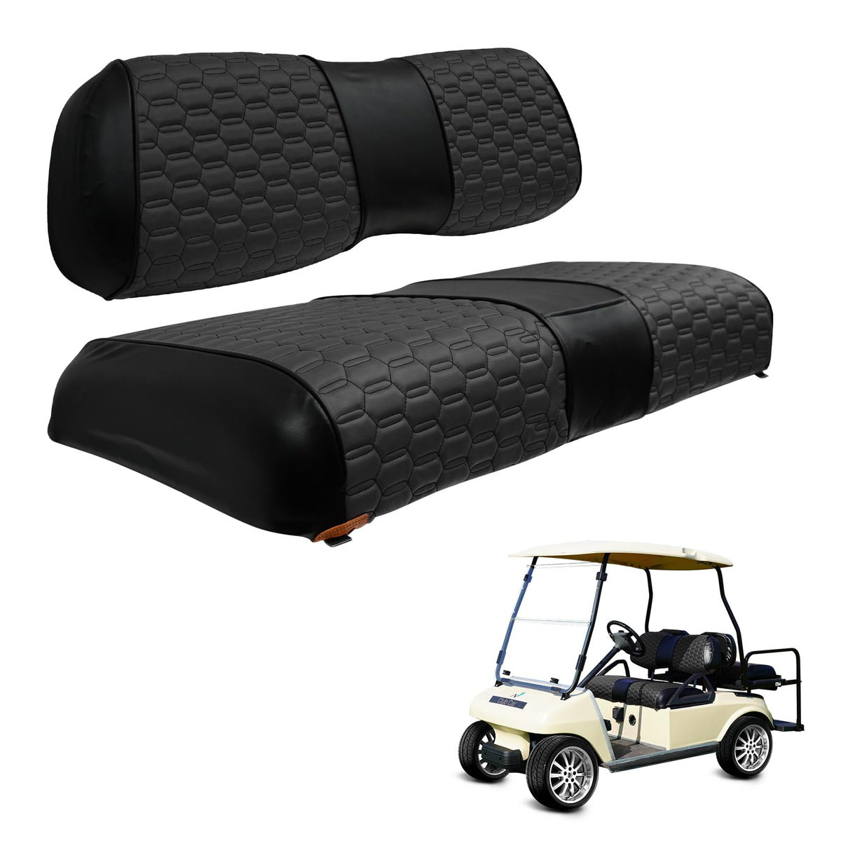 HANGKUNNEE golf cart hexagon seat cover front view protects seats from wear