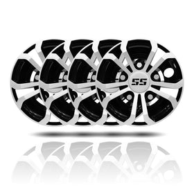 HANGKUNNEE 8-inch hub caps front view with chrome gloss for a refreshed look.