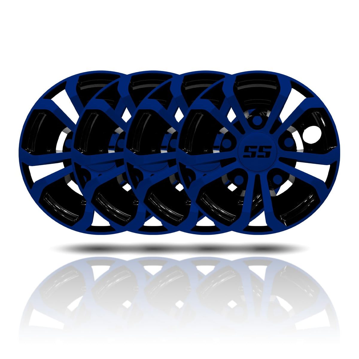 HANGKUNNEE blue 8 inch hubcaps four piece set enhances golf cart curb appeal