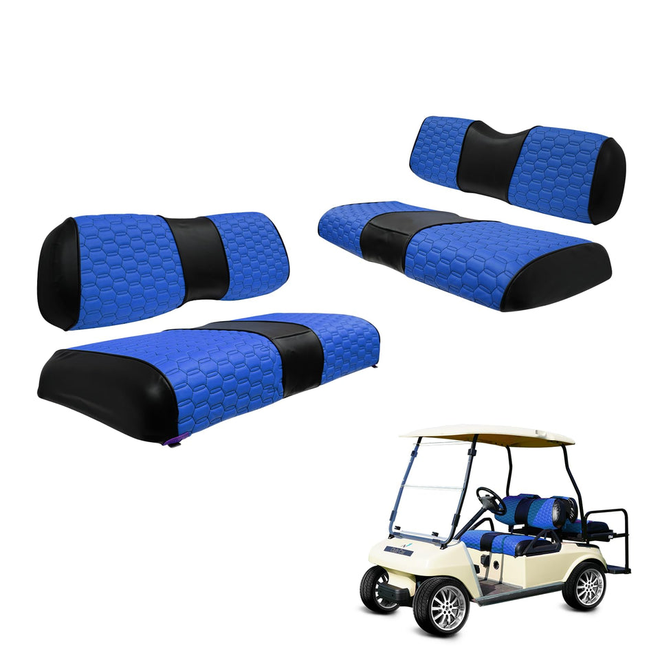 Hangkunnee golf cart seat cover on front seat showing refreshed look and protection