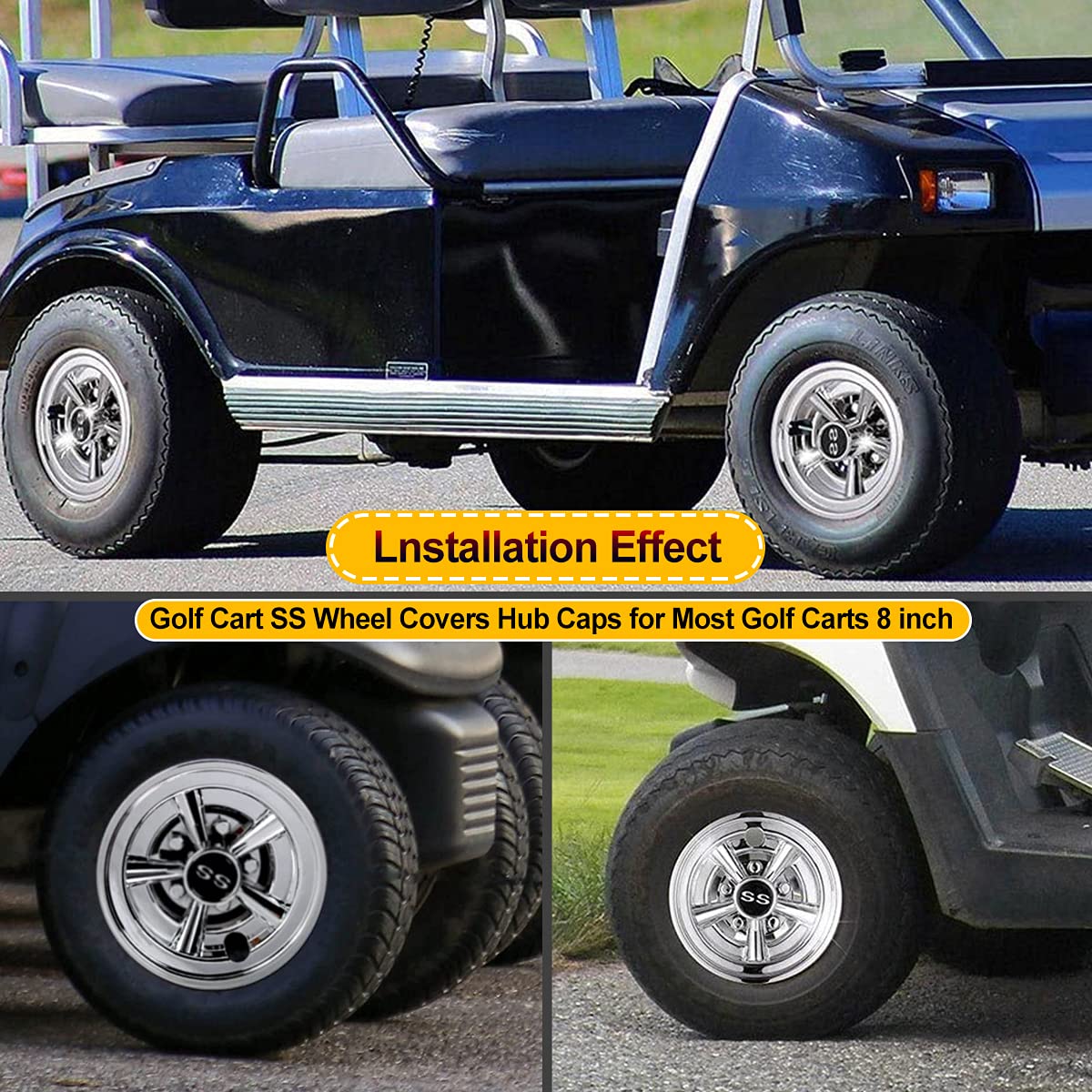 HANGKUNNEE universal 8-inch wheel covers fit Ezgo, Yamaha, Club Car