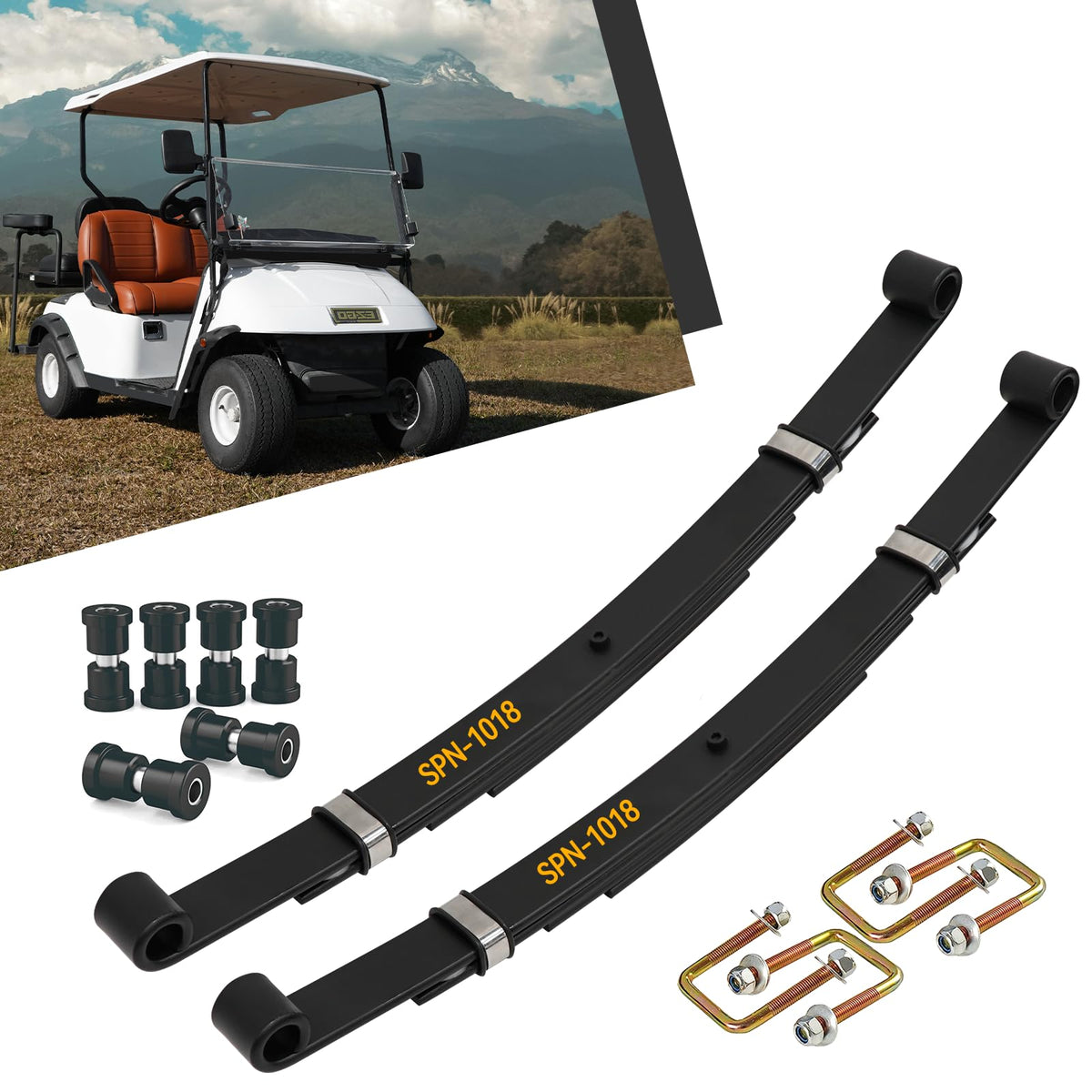 Hangkunnee rear leaf spring kit for EZGO TXT improves ride stability.