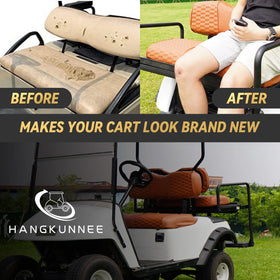 HANGKUNNEE seat cover material closeup shows durable vinyl and mesh.