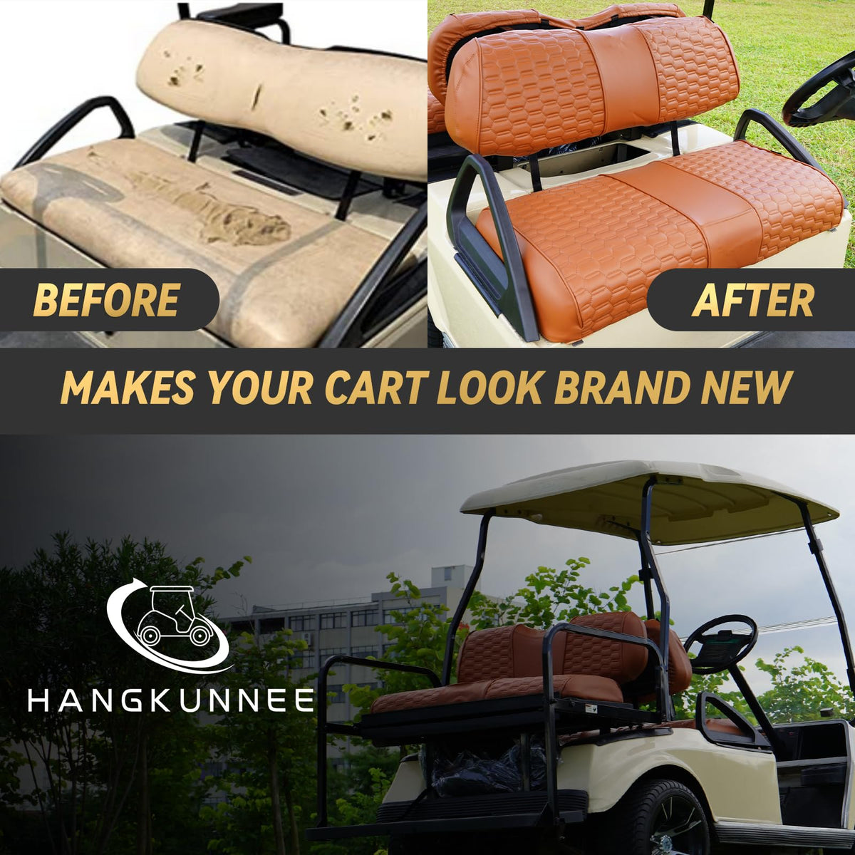 Hangkunnee seat cover set for Club Car DS refreshes the interior