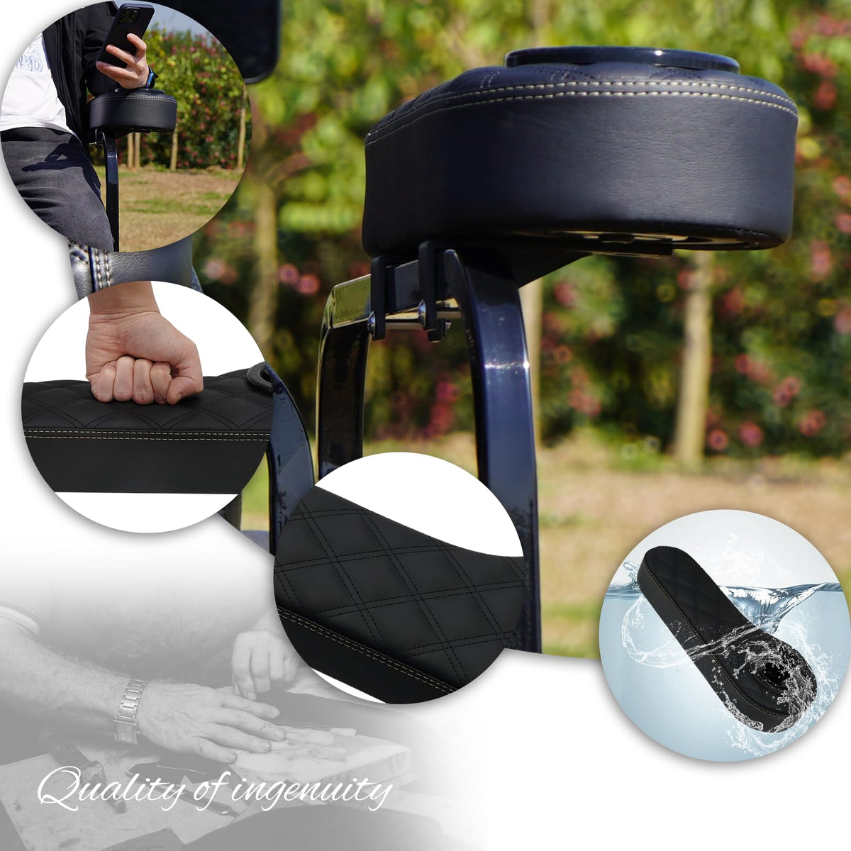 HANGKUNNEE universal-fit arm rest complements EZ-GO, Club Car, Yamaha carts.