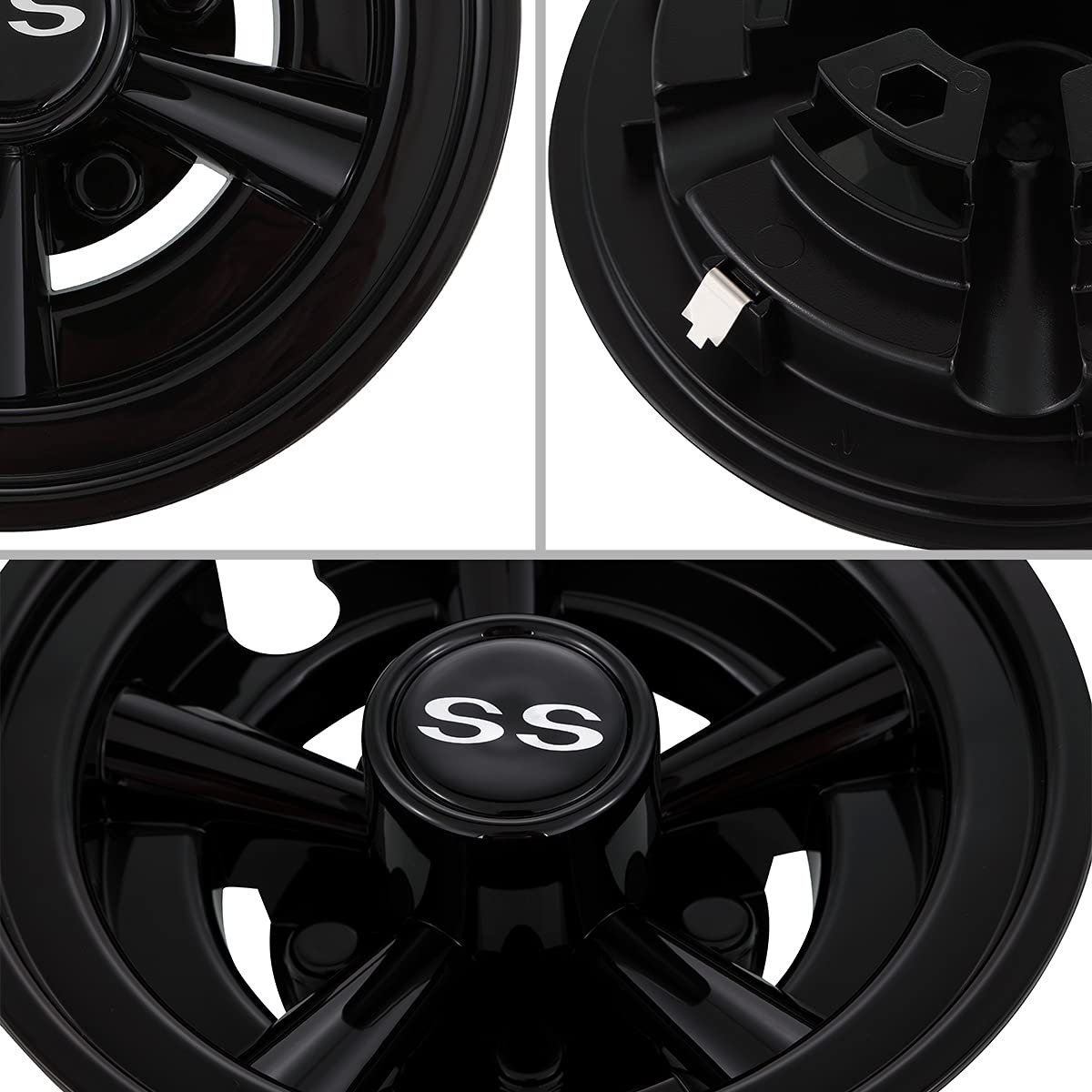 Hangkunnee 8inch 5-spoke wheel cover in black upgrades cart style.