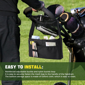 Hanlego bag compatible with stroller attachment for versatile use.
