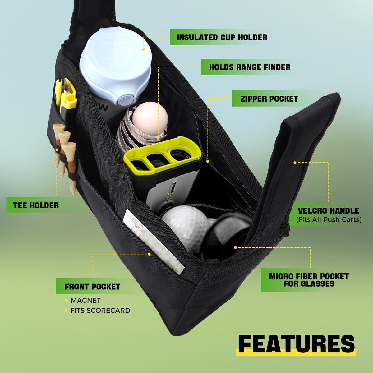 Hanlego golf bag insulated cup pocket keeps drinks cold on course.