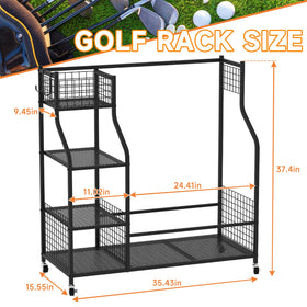 Hanmir golf ball storage rack side angle demonstrates easy access and robust capacity