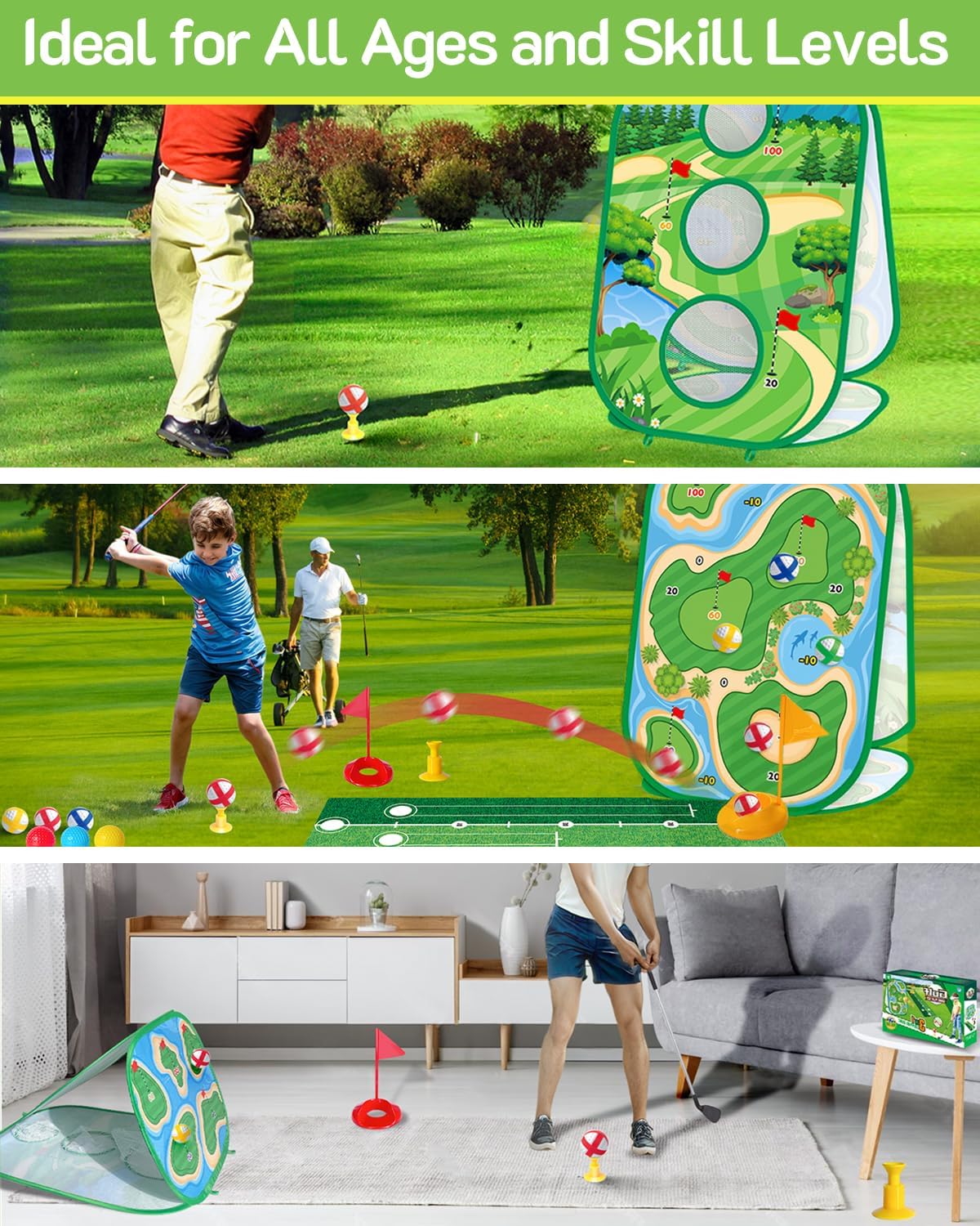 haoetcw 3 sided chipping net captures balls for engaging target challenges