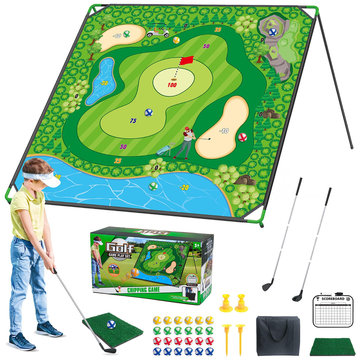 haoetcw golf chipping mat 71x71 for realistic practice at home.