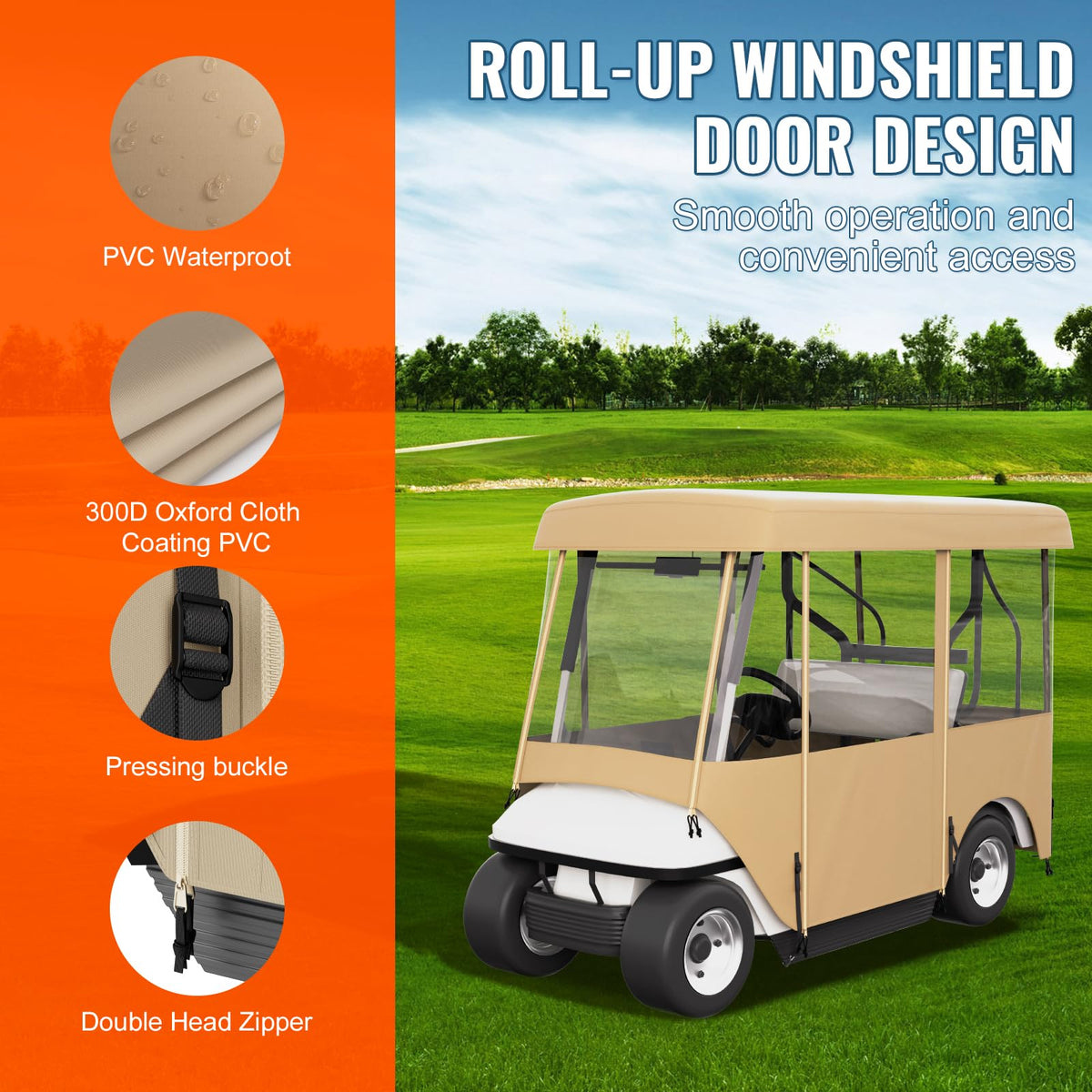 Happybuy zippered side door enables easy in and out.
