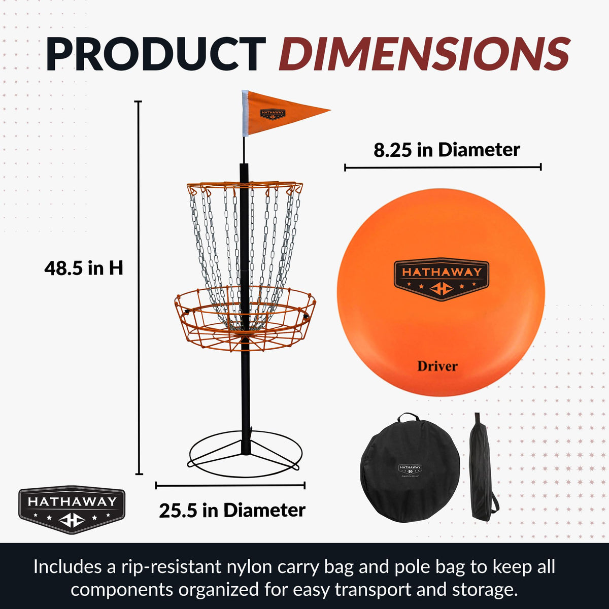 Hathaway weighted discs 140-160g enabling balanced flight.