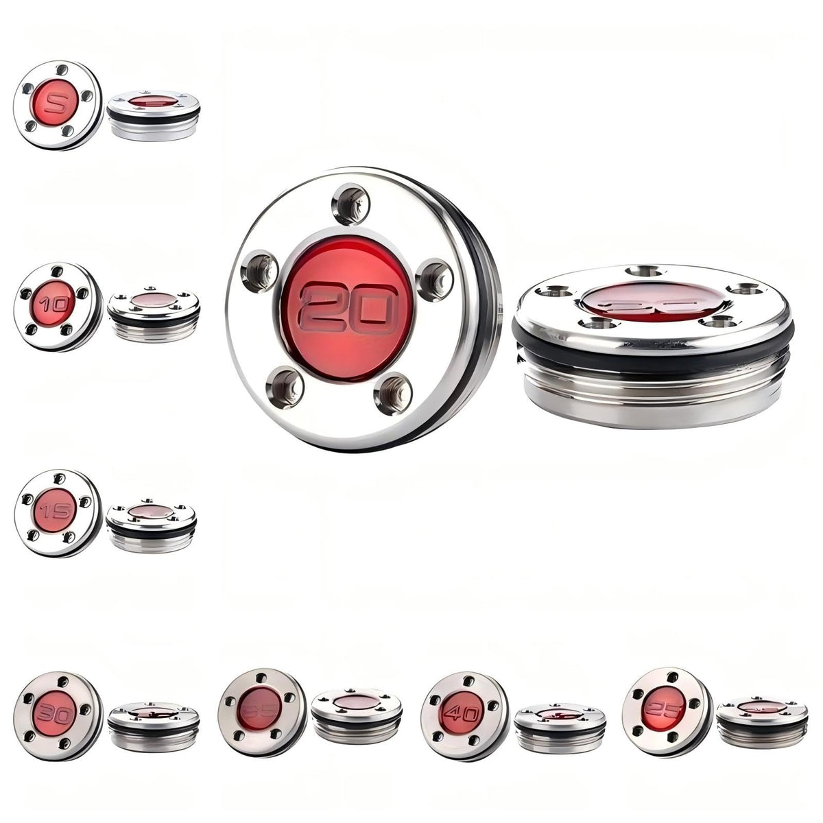 HAUSEE Golf Putter Weights 35g red close-up improves weight distribution for consistent rolls.
