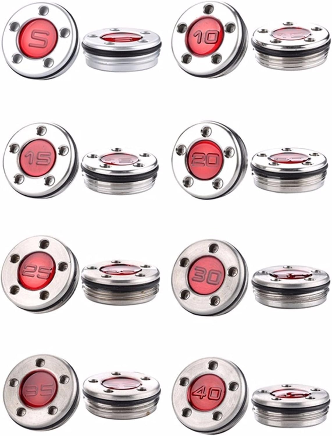 HAUSEE red 20g weights beside putter for quick gauge