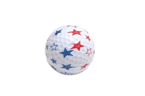 Hayes Patriotic USA Stars golf balls 6-pack with vibrant design for better visibility on the course.