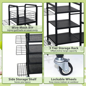 HbSpacstial golf bag storage rack with four shelves stores shoes and balls