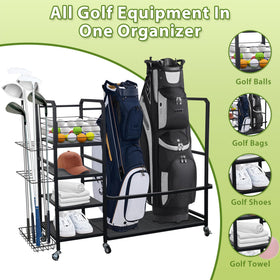 HbSpacstial golf bag storage rack wheel set facilitates easy movement