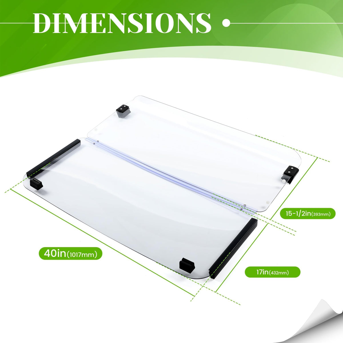 HECASA folding windshield open position allows airflow while riding.