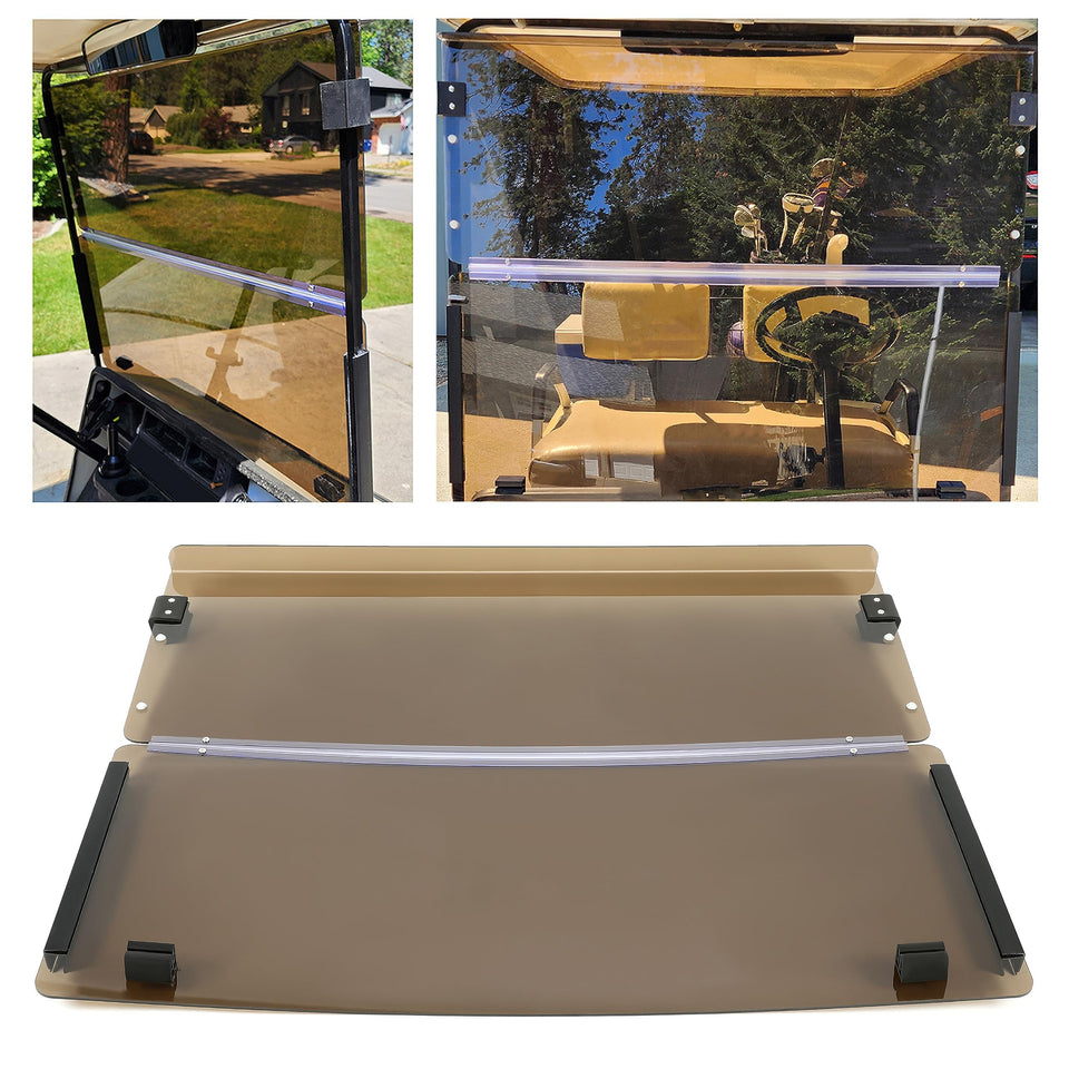 HECASA tinted EZGO Marathon front windshield protects eyes from wind.