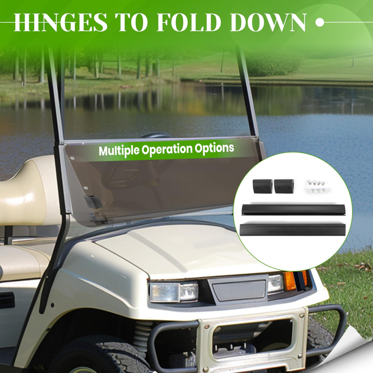 HECASA tinted windshield reduces glare for better daytime driving on Yamaha G2/G9
