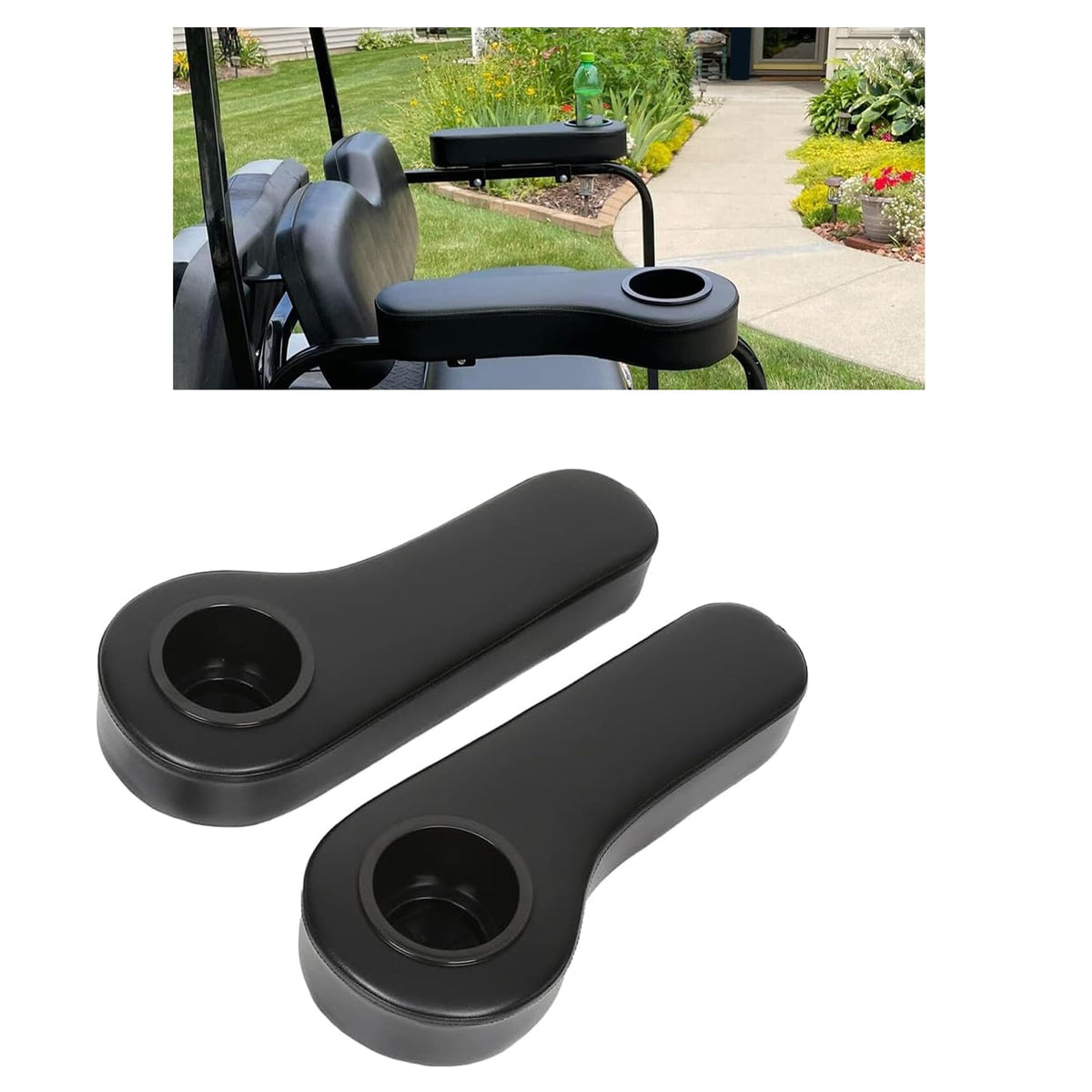 HECASA rear seat arm rest with cup holder left view for easy drinks access