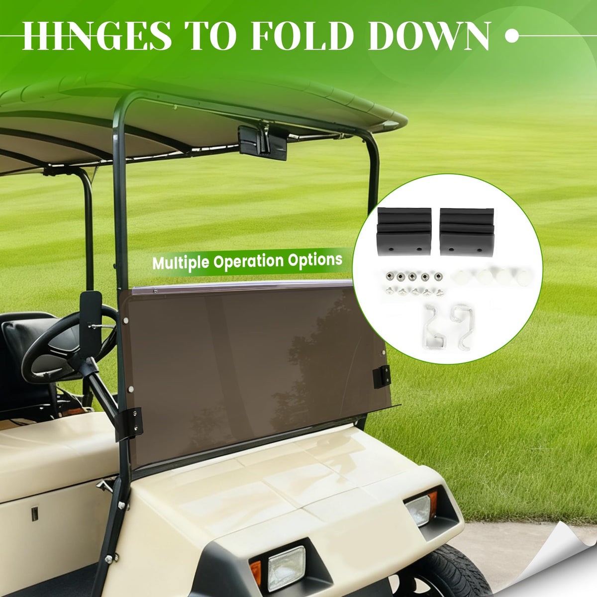 HECASA EZGO Marathon windshield blocks sand and particles.