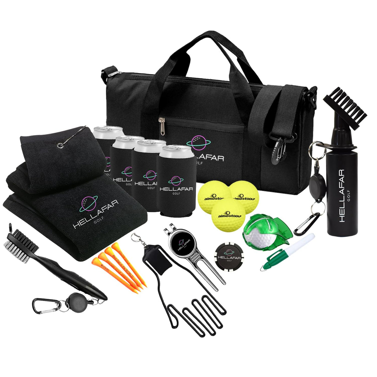 HELLAFAR GOLF Birdie Pack tees ready for on-course use