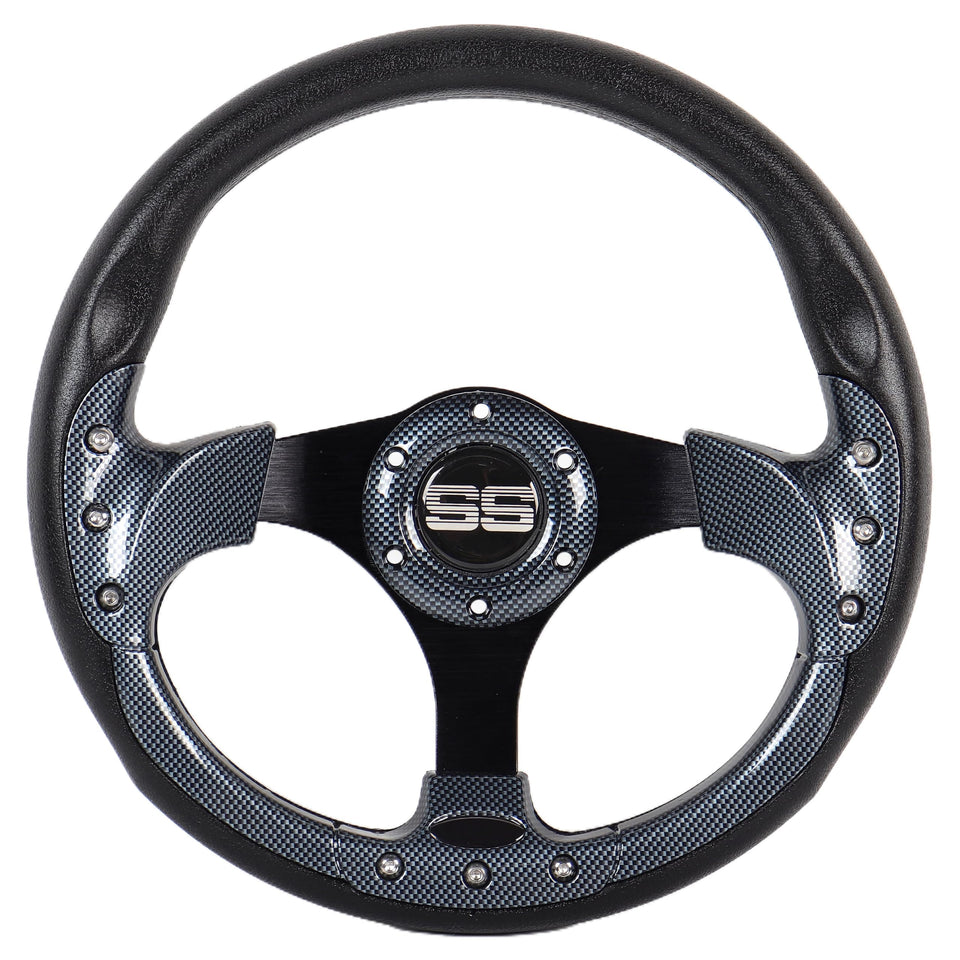 HENKOOLA 12.5-inch steering wheel with ergonomic grip for comfortable long drives.