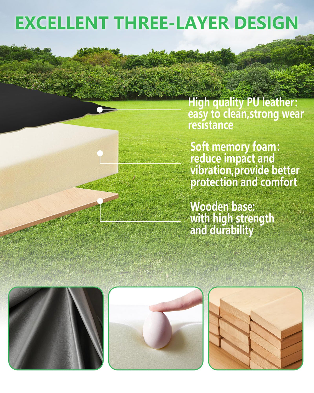 HEOHOU EZGO front seat bottom cushion in black with hardware kit included