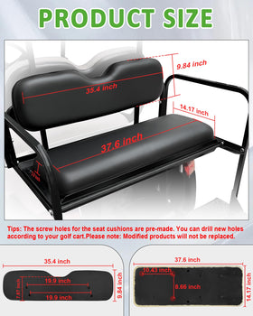 HEOHOU EZGO TXT-compatible rear seat cushion installation example.