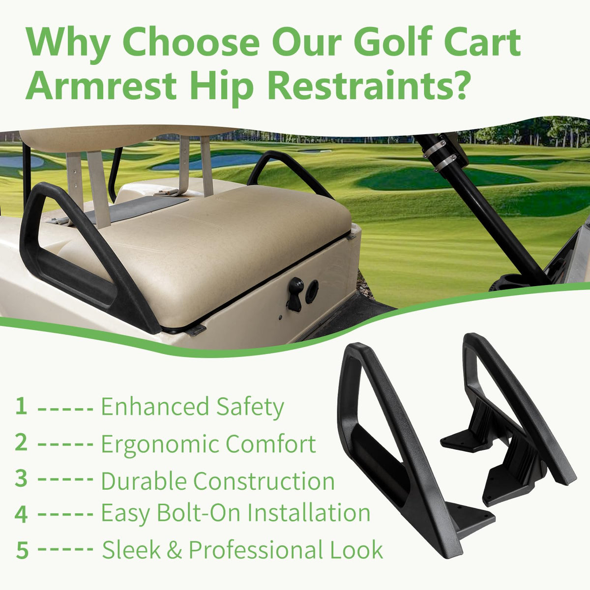 HEOHOU right-replacement arm rest hip restraint for Club Car DS matches OEM design