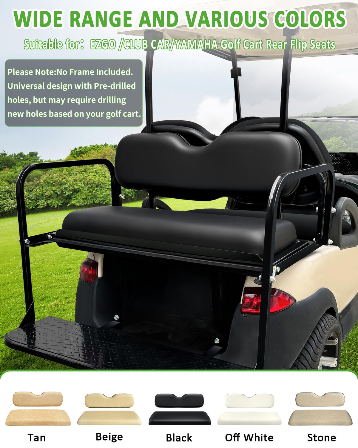 HEOHOU golf cart back seat cushions with easy DIY installation.