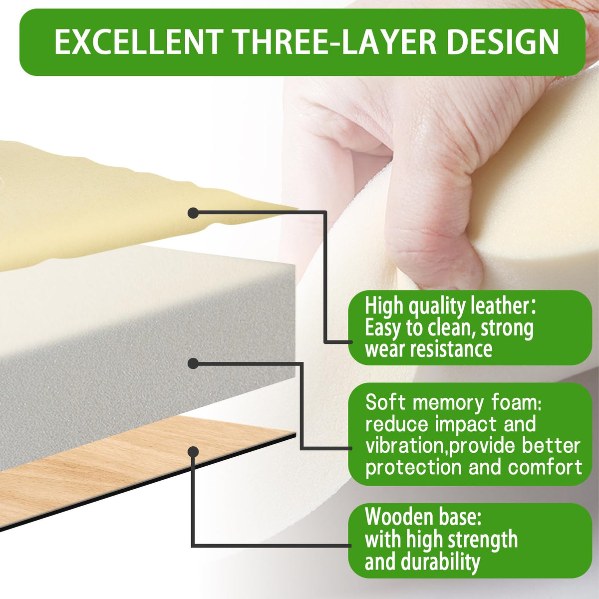 HEOHOU foam and wood core detail for smoother ride.